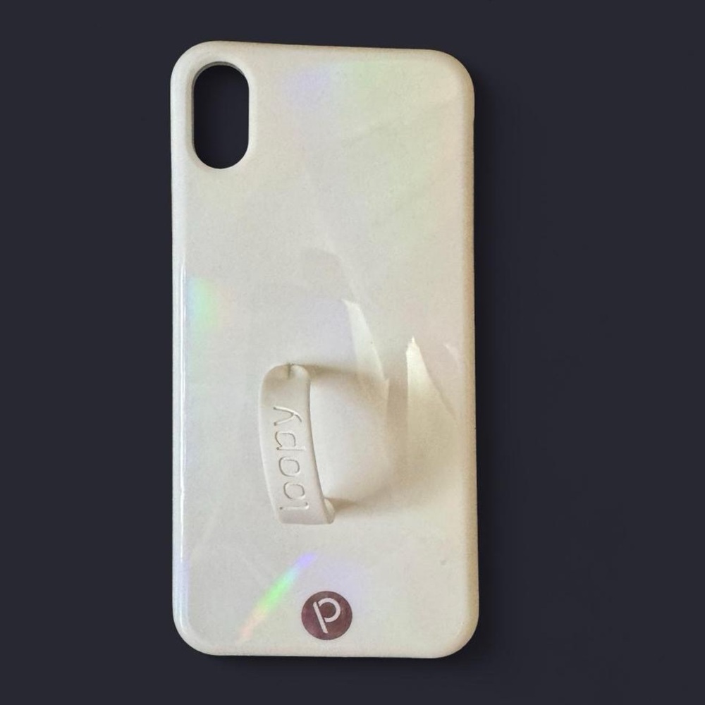 Loopy IPhone XS Max white and iridescent rainbow case